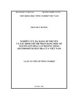Nghiên cứu đa dạng di truyền và xác định chỉ thị nhạn dạng một số nguồn gen hoa lan Hoàng Thảo (Dendrobium) bản địa của Việt Nam