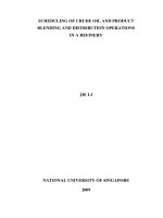 Scheduling of crude oil and product blending and distribution operations in a refinery 