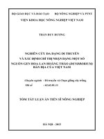 Nghiên cứu đa dạng di truyền và xác định chỉ thị nhạn dạng một số nguồn gen hoa lan hoàng thảo (dendrobium) bản địa của việt nam (TT)