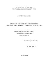Bài toán điều khiển cho một lớp phương trình vi phân phân phi tuyến cấp hai