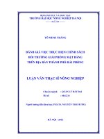 Đánh giá việc thực hiện chính sách bồi thường giải phóng mặt bằng trên địa bàn thành phố hải phòng