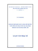 đánh giá diễn biến chất lượng môi trường nước sông đáy đoạn chảy qua địa phận tỉnh hà nam giai đoạn 2009   2013