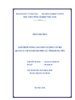 GIẢI PHÁP NÂNG CAO CHẤT LƯỢNG cán bộ QUẢN lý cấp xã HUYỆN PHÙ cừ, TỈNH HƯNG yên