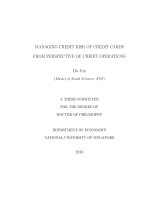 Managing credit risk of credit cards from perspective of credit operations 