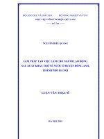 giải pháp tạo việc làm cho người lao động sau xuất khẩu trở về nước ở huyện đông anh, thành phố hà nội