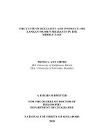 The state of sexuality and intimacy sri lankan women migrants in the middle east 