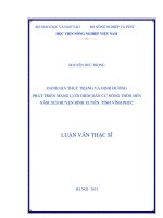 Đánh giá thực trạng và định hướng phát triển mạng lưới điểm dân cư nông thôn đến 2020 huyện bình xuyên, tỉnh vĩnh phúc