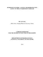 Role of hydrogen sulfide in the pathogenesis of parkinsons disease 