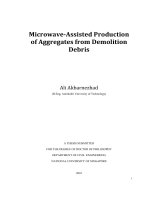 Microwave assisted production of aggregates from demolition debris 