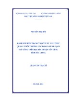 Đánh giá hiện trạng và đề xuất một số giải pháp quản lý môi trường các lò sản xuất gạch thủ công trên địa bàn huyện yên dũng tỉnh bắc giang