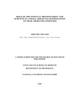 Role of the survival proteins hsp27 and survivin in a small molecule sensitization to TRAIL mediated apoptosis 1 