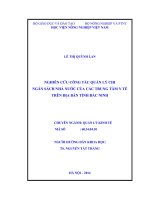 nghiên cứu công tác quản lý chi ngân sách nhà nước của các trung tâm y tế trên địa bàn tỉnh bắc ninh