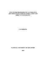 Anti tumor properties of lactobacilli are mediated by immuno modulation and direct cytotoxicity 