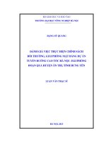Đánh giá việc thực hiện chính sách bồi thường, giải phóng mặt bằng dự án tuyến đường cao tốc hà nội hải phòng đoạn qua huyện ân thi,tỉnh hưng yên