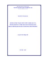 Đánh giá thực trạng chăn nuôi và hiệu quả của phương pháp xử lý phế thải chăn nuôi bằng hầm biogas trên địa bàn huyện tam dương tỉnh vĩnh phúc