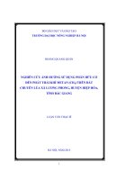 Nghiên cứu ảnh hưởng sử dụng phân hữu cơ đến phát thải khí metan (CH4) trên đất chuyên lúa xã lương phong, huyện hiệp hòa, tỉnh bắc giang