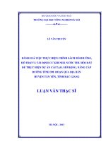 Đánh giá việc thực hiện chính sách bồi thường, hỗ trợ và tái định cư khi nhà nước thu hồi đất để thực hiện dự án cải tạo, mở rộng, nâng cấp đường tỉnh 398 đoạn qua địa bàn huyện tân yên, tỉnh bắc giang