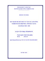 Đẩy mạnh thu hút đầu tư vào các cụm công nghiệp huyện hiệp hoà, tỉnh bắc giang giai đoạn 2010 2020