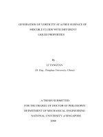 Generation of vorticity at a free surface of miscible fluids with different liquid properties 