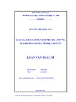 Đánh giá chất lượng nước mặt hồ cao vân thành phố cẩm phả tỉnh quảng ninh