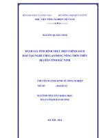 ĐÁNH GIÁ TÌNH HÌNH THỰC HIỆN CHÍNH SÁCH đào tạo NGHỀ CHO LAO ĐỘNG NÔNG THÔN TRÊN địa bàn TỈNH bắc NINH