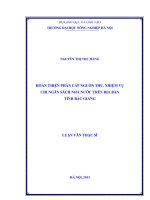 Hoàn thiện phân cấp nguồn thu, nhiệm vụ chi ngân sách nhà nước trên địa bàn tỉnh bắc giang