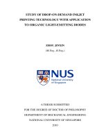 Study of drop on demand inkjet printing technology with application to organic light emitting diodes 