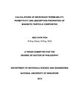 Calculations of microwave permeability, permittivity and absorption properties of magnetic particle composites 