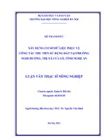 Xây dựng cơ sở dữ liệu phục vụ công tác thu tiền sử dụng đất tại phường nghi hương, thị xã cửa lò, tỉnh nghệ an