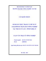 Đánh giá thực trạng và đề xuất loại hình sử dụng đất nông nghiệp tại thị xã cửa lò   tỉnh nghệ an