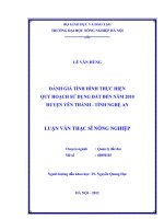 Đánh giá tình hình thực hiện quy hoạch sử dụng đất đến năm 2010 huyện yên thành   tỉnh nghệ an