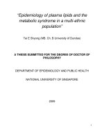 Epidemiology of palsma lipids and the metabolic syndrome in multi ethnic population