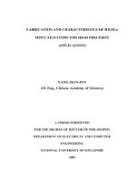Fabrication and characteristics of high k MIM capacitors for high precision applications