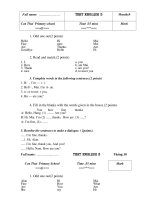 ĐỀ THI TIẾNG ANH LỚP 3 TỪ THÁNG 9 THÁNG 12