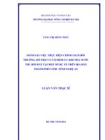 Đánh giá việc thực hiện chính sách bồi thường, hỗ trợ và tái định cư khi nhà nước thu hồi đất tại một số dự án trên địa bàn thành phố vinh tỉnh nghệ an