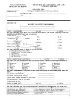 ĐỀ THI TIẾNG ANH LỚP 4  HỌC KÌ 1