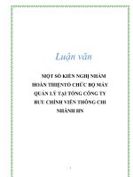 MỘT số KIẾN NGHỊ NHẰM HOÀN THIỆN tổ CHỨC bộ máy QUẢN lý tại TỔNG CÔNG TY bưu CHÍNH VIỄN THÔNG CHI NHÁNH HN 