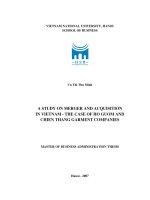 Nghiên cứu về hoạt động mua bán và sáp nhập công ty tại việt nam   trường hợp công ty may chiến thắng và công ty may hồ gươm