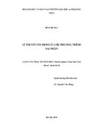 Luận văn thạc sĩ toán lí thuyết ổn định của hệ phương trình sai phân 