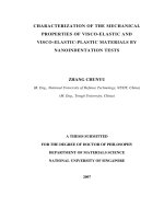 Characterization of the mechanical properties of visco elastic and visco elastic plastic materials by nanoindentation tests