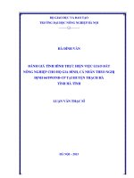 Đánh giá tình hình thực hiện việc giao đất nông nghiệp cho hộ gia đình, cá nhân theo nghị định 64 1993 nđ CP tại huyện thạch hà tỉnh hà tĩnh