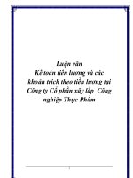 Luận văn kế toán tiền lương và các khoản trích theo tiền lương tại công ty cổ phần xây lắp công nghiệp thực phẩm 