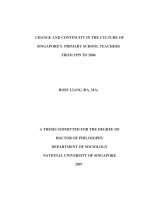 Change and continuity in the culture of singapores primary school teachers from 1959 to 2006 