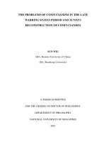 The problems of confucianism in the late warring states period and xunzis reconstruction of confucianism 