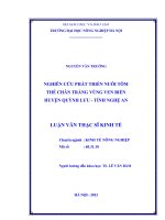 Nghiên cứu phát triển nuôi tôm thẻ chân trắng vùng ven biển huyện quỳnh lưu   tỉnh nghệ an
