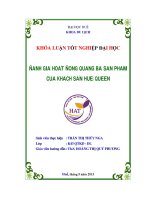 Đánh giá hoạt động quảng bá sản phẩm của khách sạn huế queen  