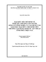 Tóm tắt luận văn đạo đức hồ chí minh về tình yêu thương con người sống có tình nghĩa và vận dụng vào giáo dục đạo đức cho sinh viên 