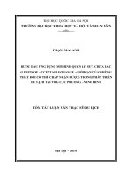 Tóm tắt luận văn thạc sĩ  bước đầu ứng dụng mô hình quản lý sức chứa LAC trong phát triển du lịch tại vườn quốc gia cúc phương