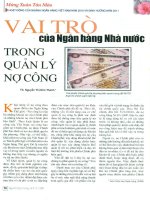 Vai trò của ngân hàng nhà nước trong quản lý nợ công 