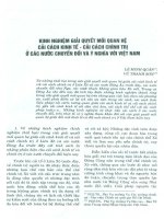 Kinh nghiệm giải quyết mối quan hệ cải cách kinh tế   cải cách chính trị ở các nước chuyển đổi và ý nghĩa với việt nam 